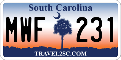 SC license plate MWF231