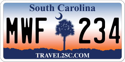 SC license plate MWF234