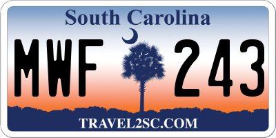 SC license plate MWF243
