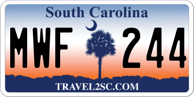 SC license plate MWF244