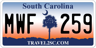 SC license plate MWF259