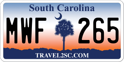 SC license plate MWF265
