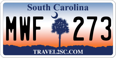 SC license plate MWF273