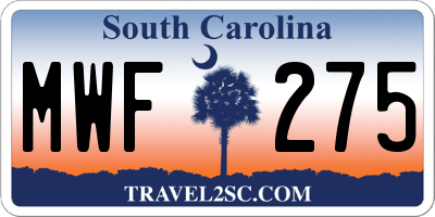 SC license plate MWF275