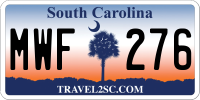 SC license plate MWF276