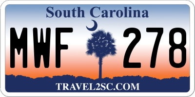 SC license plate MWF278