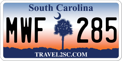SC license plate MWF285