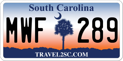 SC license plate MWF289