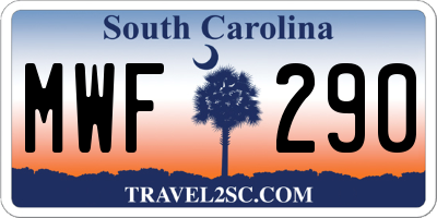SC license plate MWF290