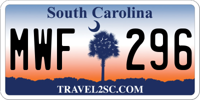 SC license plate MWF296