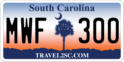 SC license plate MWF300