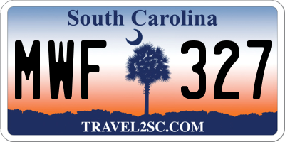 SC license plate MWF327