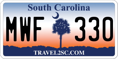 SC license plate MWF330