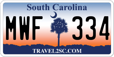 SC license plate MWF334