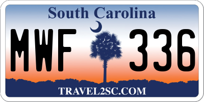 SC license plate MWF336