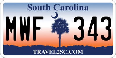 SC license plate MWF343