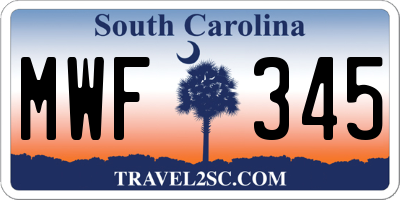 SC license plate MWF345