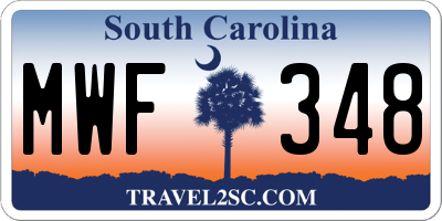 SC license plate MWF348