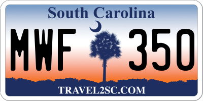 SC license plate MWF350