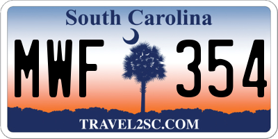 SC license plate MWF354