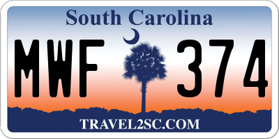 SC license plate MWF374