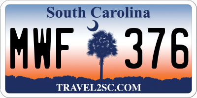 SC license plate MWF376