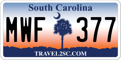 SC license plate MWF377