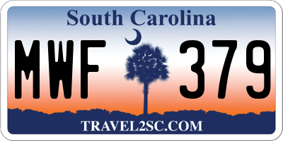 SC license plate MWF379
