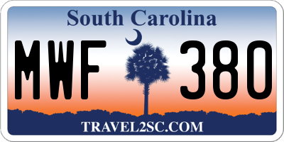 SC license plate MWF380