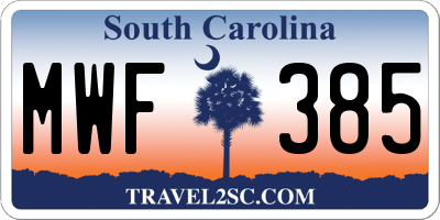 SC license plate MWF385