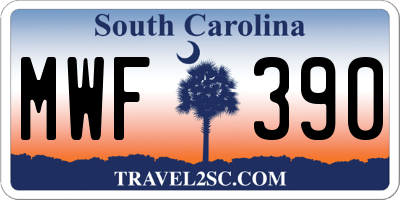 SC license plate MWF390