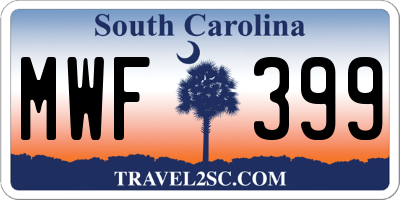 SC license plate MWF399