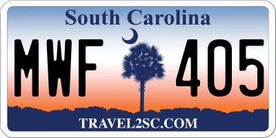 SC license plate MWF405