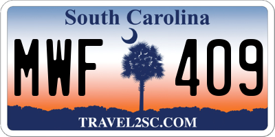 SC license plate MWF409