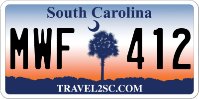 SC license plate MWF412