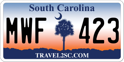 SC license plate MWF423