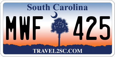 SC license plate MWF425