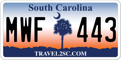 SC license plate MWF443