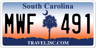 SC license plate MWF491