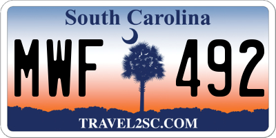 SC license plate MWF492