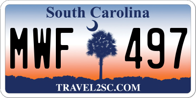 SC license plate MWF497