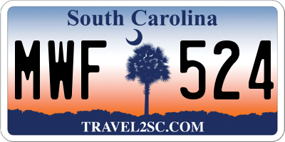 SC license plate MWF524