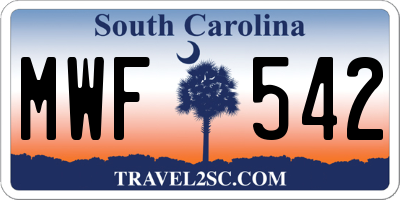 SC license plate MWF542