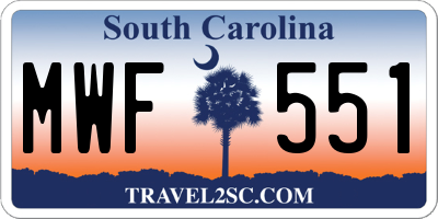 SC license plate MWF551