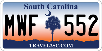 SC license plate MWF552