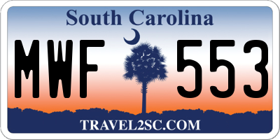 SC license plate MWF553