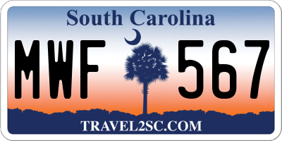 SC license plate MWF567