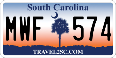SC license plate MWF574