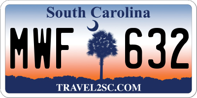 SC license plate MWF632