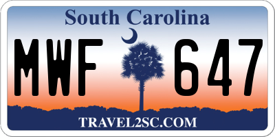 SC license plate MWF647